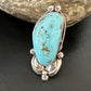 Navajo Blue Kingman Turquoise Ring | Sterling Silver | Sz 8.5 | Authentic Native American Handmade | 15663