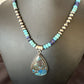 Blue Turquoise Jasper Pendant | Lapis Navajo Pearls | Sterling Silver Necklace 16927
