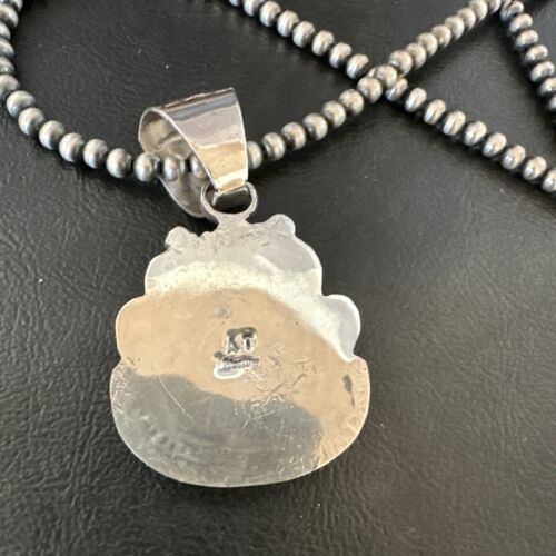 Navajo Royston Turquoise Pendant with Pearls | Sterling Silver Necklace | Authentic Native American Handmade | 17064