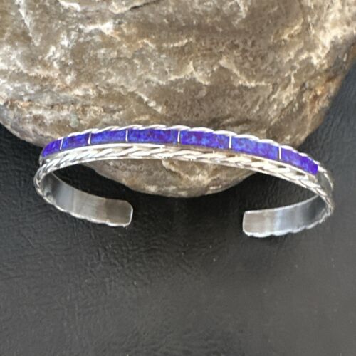 Southwestern Zuni Purple Opal Faux Inlay Cuff Bracelet | Sterling Silver | 16887