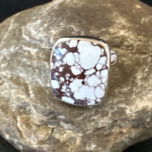 Navajo Wild Horse Turquoise Ring | Sterling Silver | Sz 7 Adjustable | Authentic Native American Handmade | 15546
