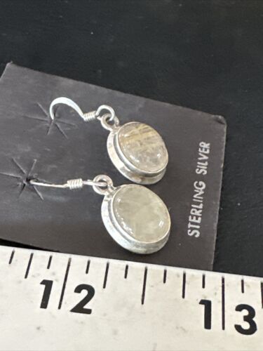 Navajo White Moonstone Dangle Earrings | Sterling Silver | Authentic Native American Handmade | 15311