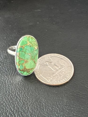 Navajo Green Mojave Turquoise Ring | Sterling Silver | Sz 7 | Authentic Native American Handmade | 15596