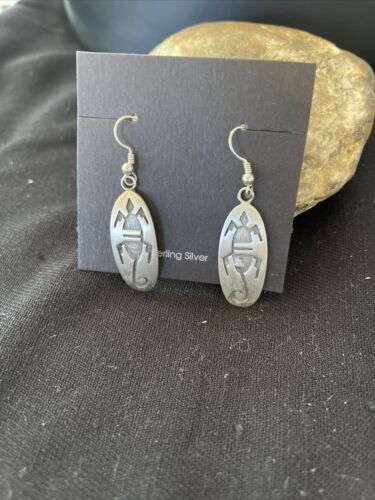 Hopi Gecko Lizard Dangle Earrings | Sterling Silver | Authentic Native American Handmade | 01505