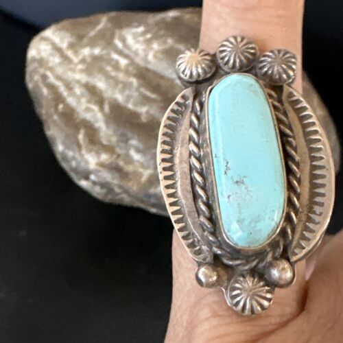 Men's Women's Dry Creek Turquoise Ring | Navajo Sterling Silver | Sz 9 | 15896
