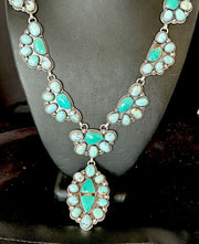 Navajo Blue Golden Hills Turquoise Lariat Necklace Pendant | 30" | Authentic Native American Handmade | 16189
