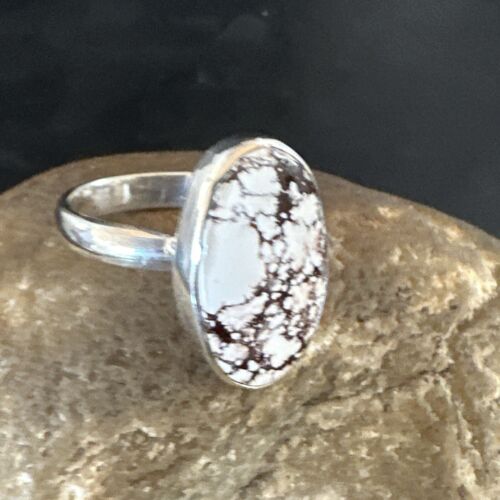 Men's and Women's Wild Horse Turquoise Ring | Navajo Sterling Silver | Sz 8 | 17360