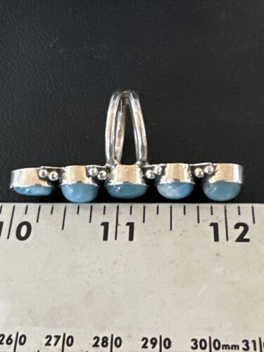 Navajo Blue Larimar Multi-Stone Ring | Authentic Native American Sterling Silver | Multi-Stone | Sz 6.5 | 15981