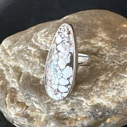 Navajo Wild Horse Turquoise Ring | Sterling Silver | Sz 8 Adjustable | Authentic Native American Handmade | 15554