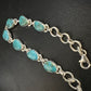 Navajo Blue Turquoise Link Bracelet | Sterling Silver | 8" | Authentic Native American Handmade | 15475