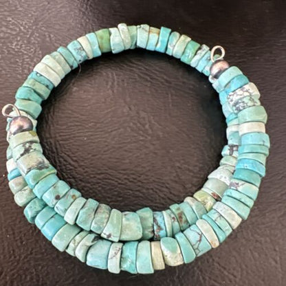 Navajo Turquoise Heishi Bracelet | Stainless Steel Memory Wire | 6mm | Authentic Native American Handmade | 17611