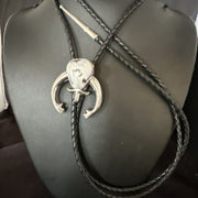 Men's Naja White Buffalo Turquoise Bolo Tie | Navajo Sterling Silver | Authentic Native American Handmade | 15275