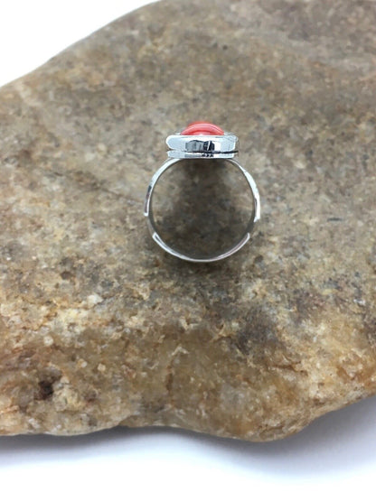Navajo Red Spiny Oyster Cluster Ring | Authentic Native American Sterling Silver | Multi-Stone | Sz 8.75 | 02586