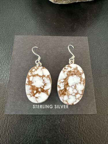 Navajo Wild Horse Turquoise Dangle Earrings | Sterling Silver | Authentic Native American Handmade | 15745