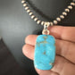 Blue Kingman Turquoise Pendant | Navajo Pearls | Sterling Silver Necklace 20" | 16696