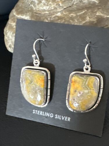 Navajo Bumblebee Jasper Earrings | Sterling Silver | Authentic Native American Handmade | 15835