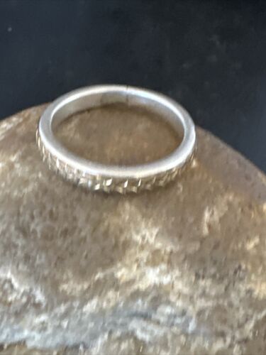 Navajo Stamped Men's Wedding Band | 14K Gold Sterling Silver Ring | Sz 12 | Authentic Native American Handmade | 15464