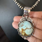 Navajo Blue Golden Hills Turquoise Pendant | Sterling Silver Pearls Necklace | Authentic Native American Handmade | 14994