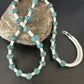 Men's Santo Domingo Blue Turquoise White Shell Necklace | 32" | Round Bead | 16004