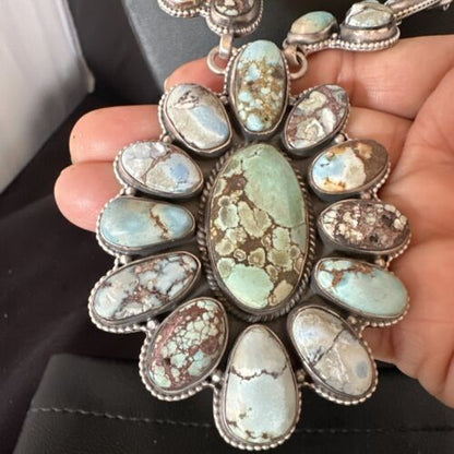 Navajo Blue Golden Hills Turquoise Lariat Necklace Pendant | 16181 | Authentic Native American Handmade