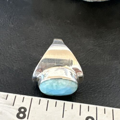 Navajo Blue Larimar Ring | Sterling Silver | Sz 8 | Authentic Native American Handmade | 16602
