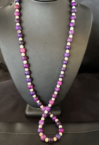 Navajo Purple Sugilite Bead Jasper Necklace | Sterling Silver | 29" | Authentic Native American Handmade | 15347