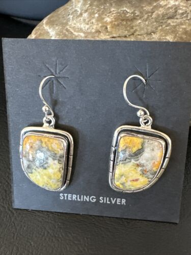 Navajo Bumblebee Jasper Earrings | Sterling Silver | Authentic Native American Handmade | 15827