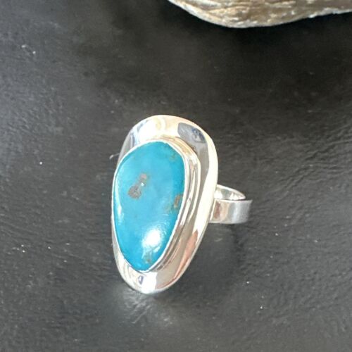 Navajo Blue Kingman Turquoise Ring | Sterling Silver | Sz 8 | Authentic Native American Handmade | 16589