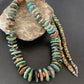 Navajo Sterling Silver Necklace | Green Turquoise & Spiny Oyster | Graduated | Authentic Native American | 32" | 02044