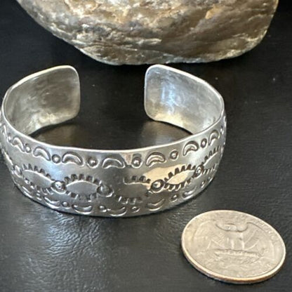 Navajo Stamped Cuff Bracelet | Sterling Silver | Authentic Native American Handmade | 17459
