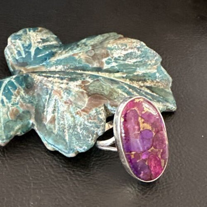 Southwestern Navajo Purple Mojave Turquoise Ring | Sterling Silver | Sz 7 | 15779