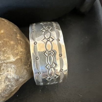 Navajo Stamped Cuff Bracelet | Sterling Silver | Authentic Native American Handmade | 17457