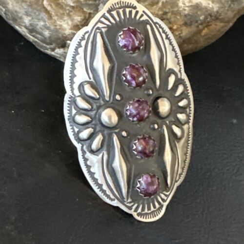 Navajo Purple Spiny Oyster Multi-Stone Ring | Authentic Native American Sterling Silver | Multi-Stone | Sz 8.5 | 15052