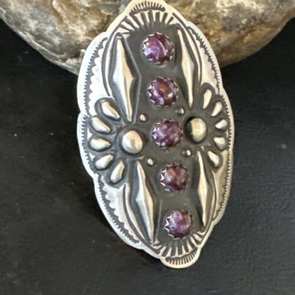 Navajo Purple Spiny Oyster Multi-Stone Ring | Authentic Native American Sterling Silver | Multi-Stone | Sz 8.5 | 15052