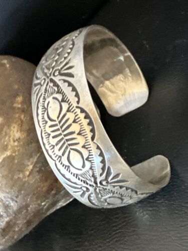 Native American Sterling Silver Navajo Stamped Cuff Bracelet | Authentic Handmade | 15984