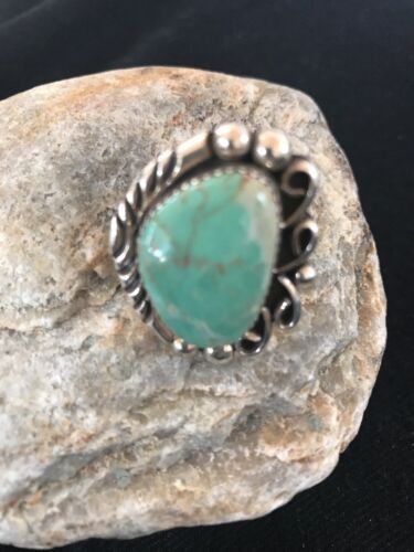Navajo Turquoise Men's Ring | Sterling Silver | Sz 12.25 | Authentic Native American Handmade | 03474