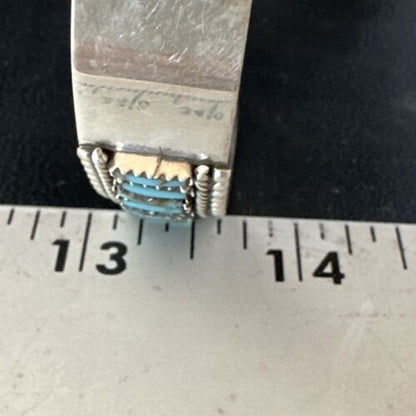 Zuni Blue Turquoise Needle Point Cluster Cuff Bracelet | Sterling Silver | Authentic Native American Handmade | 15067