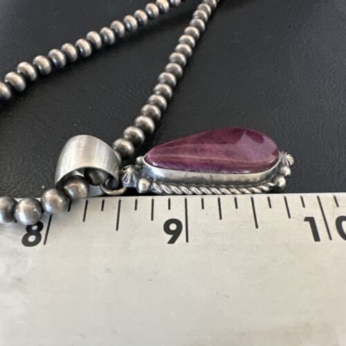 Navajo Purple Spiny Oyster Pendant with Pearls | Sterling Silver Necklace | Authentic Native American Handmade | 16059