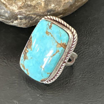 Men's Blue Turquoise #8 Navajo Ring | Sterling Silver | Sz 10.5 | 16637
