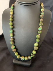 Navajo Green Graduated Turquoise Necklace | Sterling Silver | Authentic Native American | 22" | 11708