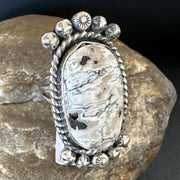 Men's Women's White Buffalo Turquoise Ring | Navajo Sterling Silver | Sz 9 | 13349