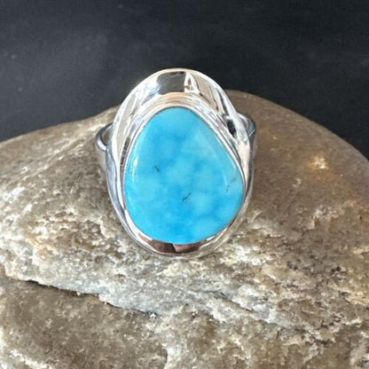 Navajo Blue Kingman Turquoise Ring | Sterling Silver | Sz 10 | Authentic Native American Handmade | 16582