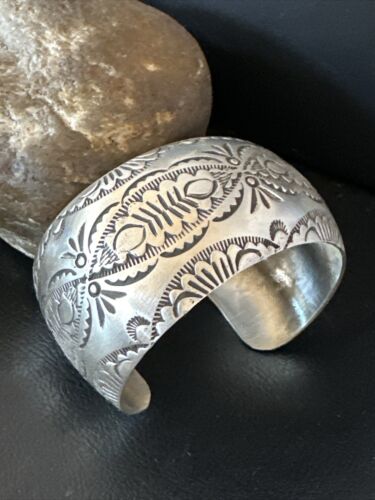 Navajo Stamped Cuff Bracelet | Sterling Silver | Authentic Native American Handmade | 15983