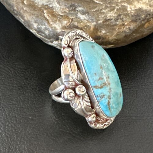 Navajo Blue Kingman Turquoise Ring | Sterling Silver | Sz 10 | Authentic Native American Handmade | 15664