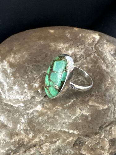 Navajo Green Mojave Turquoise Ring | Sterling Silver | Sz 7 | Authentic Native American Handmade | 15595