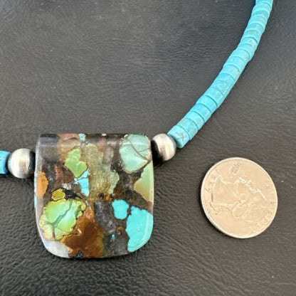 Navajo SpiderWeb Turquoise Heishi Pearls Necklace | Sterling Silver | 20" | 17033