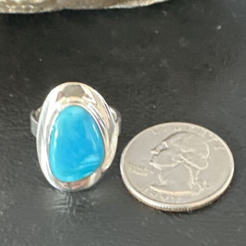 Navajo Blue Kingman Turquoise Ring | Sterling Silver | Sz 7 | Authentic Native American Handmade | 16590