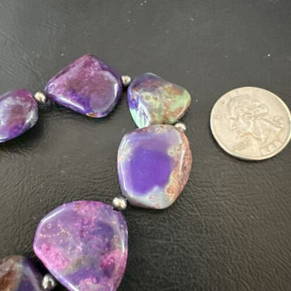 Navajo Pearl Purple Mojave Turquoise Pendant Necklace | Sterling Silver | Authentic Native American Handmade | 21" | 17500
