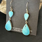 Navajo Blue Kingman Turquoise Dangle Earrings | Sterling Silver | Authentic Native American Handmade | 15110