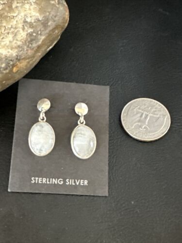 Navajo Pink Mother of Pearl Dangle Inlay Earrings | Sterling Silver | Authentic Native American Handmade | 15304